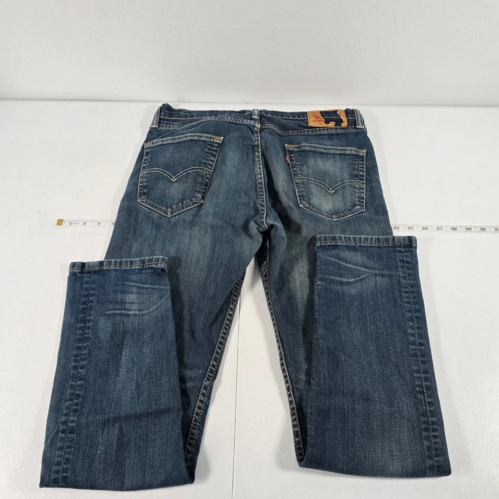 Levis 502 Regular Taper Mens Blue Jeans Medium Wash Stretch 33x34 14376